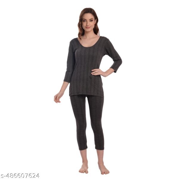 Winter Thermal Set : Bottom & Full Sleeve Thermal Top (BLACK) 2-Piece