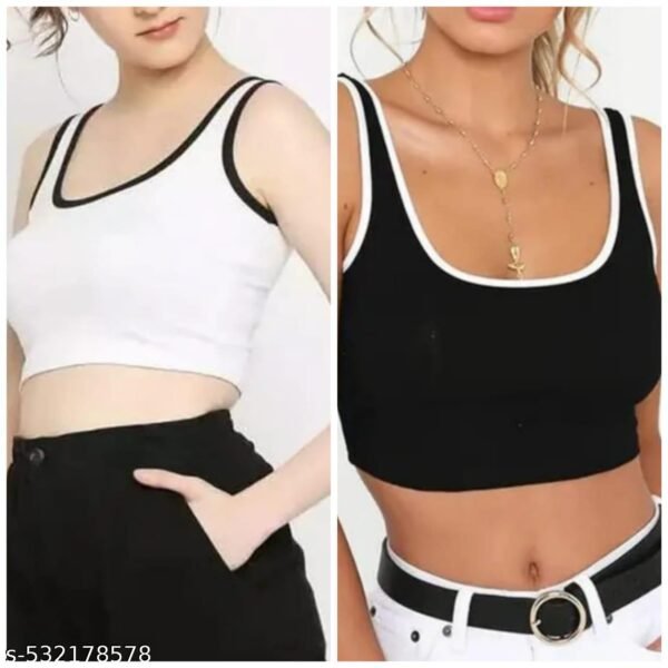 Crop Tank Top with White Trim Combo